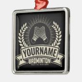 バドミントンパーソナライズされた選手の名前ラケットスポーツ メタルオーナメント (左)