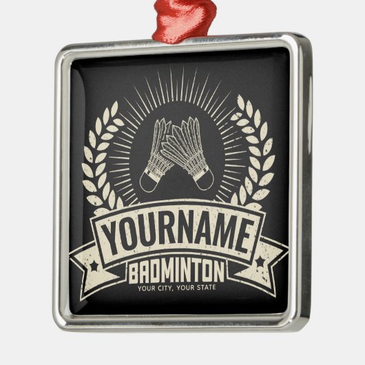 バドミントンパーソナライズされた選手の名前ラケットスポーツ メタルオーナメント (左)