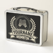 バドミントンパーソナライズされた選手の名前ラケットスポーツ メタルランチボックス (裏面)