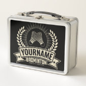 バドミントンパーソナライズされた選手の名前ラケットスポーツ メタルランチボックス (正面)
