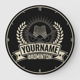 バドミントンパーソナライズされた選手の名前ラケットスポーツ ラージ壁時計