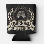 バドミントンパーソナライズされた選手の名前ラケットスポーツ 缶クーラー (裏面)