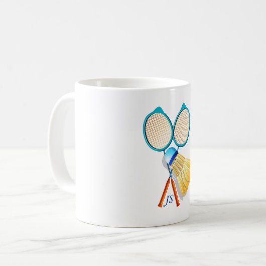 バドミントンパーソナライズされた選手へのギフト コーヒーマグカップ (正面左)