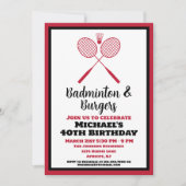 バドミントンパーティースポーツBBQ誕生日 招待状 (正面)