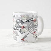 バドミントンプレーヤーコーヒーマグ ジャンボコーヒーマグカップ (正面右)