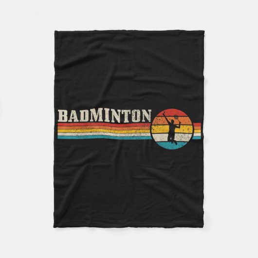 バドミントンプレーヤーヴィンテージバドミントン フリースブランケット (正面)