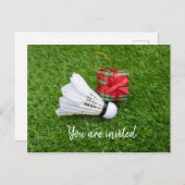 バドミントンプレーヤー用シャトルコック招待状 インビテーションポストカード (正面/裏面)