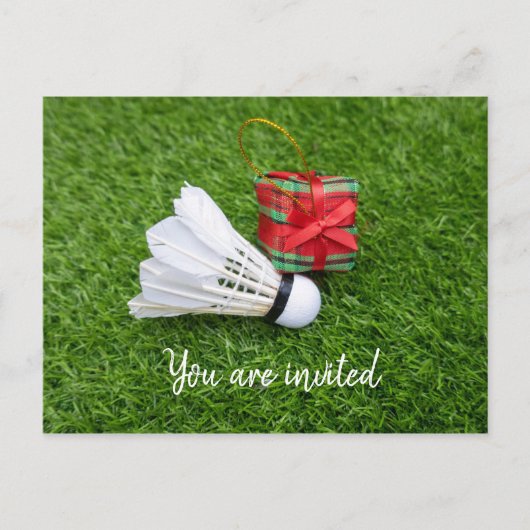 バドミントンプレーヤー用シャトルコック招待状 インビテーションポストカード (正面)