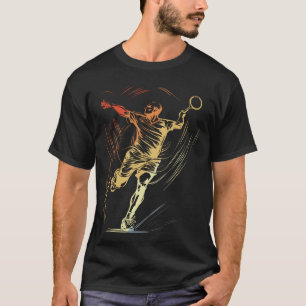 バドミントンマン スケッチ ラケット スポーツ シャトル Tシャツ