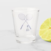 バドミントンミニマルラケットシャトルコックバーディブルー ショットグラス (裏面)