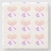 バドミントンミニマルラケットシャトルコックバーディ ストーンコースター (正面)