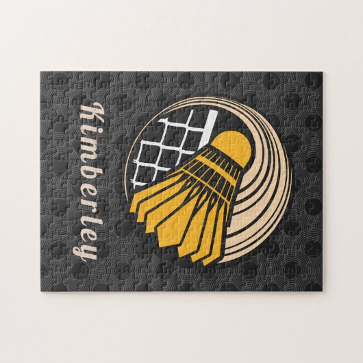 バドミントンモダンテーマプレーヤーコーチ名点々のある ジグソーパズル (横)