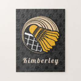 バドミントンモダンテーマプレーヤーコーチ名点々のある ジグソーパズル