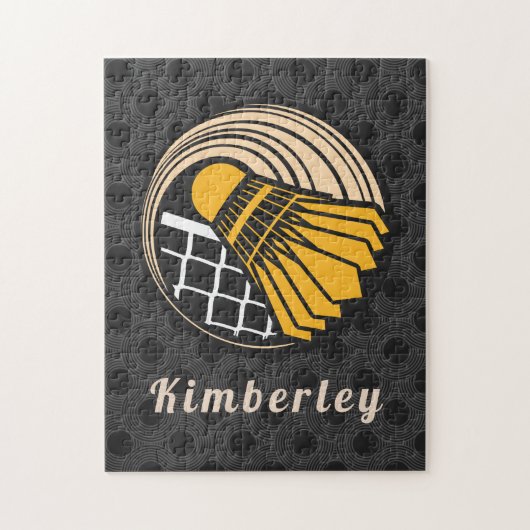 バドミントンモダンテーマプレーヤーコーチ名点々のある ジグソーパズル (縦)