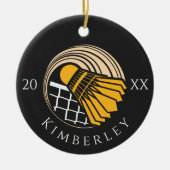 バドミントンモダン選手のバーディーの名前&年クール セラミックオーナメント (正面)