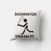 バドミントンラケットがItスポーツプレーヤーバドミントンをスマッシュ クッション (裏面)