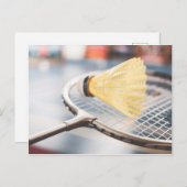 バドミントンラケットとバーディの写真 ポストカード (正面/裏面)