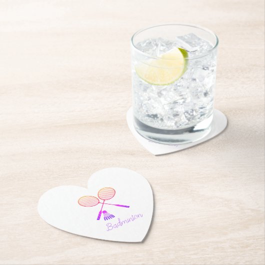 バドミントンラケットシャトルコックバーディグラデーションハート ペーパーコースター (インサイチュ)