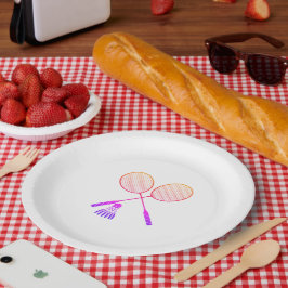 バドミントンラケットシャトルコックバーディグラデーションー ペーパープレート