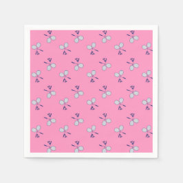 バドミントンラケットパターンピンク スタンダードカクテルナプキン