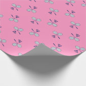 バドミントンラケットパターンピンク ラッピングペーパー (角)