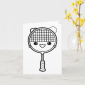 バドミントンラケット漫画ルックシャトルゲーム カード (黄色い花)