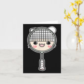 バドミントンラケット漫画顔シャトルプレーヤー カード (黄色い花)