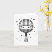 バドミントンラケット漫画 カード (黄色い花)