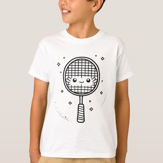 バドミントンラケット漫画 Tシャツ (正面)