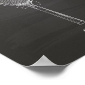 バドミントンラケット1925パテントアートチャックボード ポスター (角)