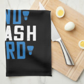 バドミントン保 – 落ち着いてスマッシュ懸命 キッチンタオル (四つ折り)