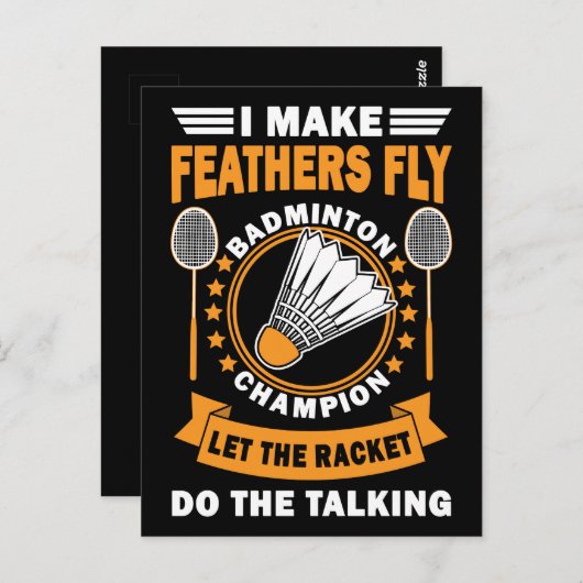 バドミントン引用文ヴィンテージデザイン   ポストカード (正面/裏面)