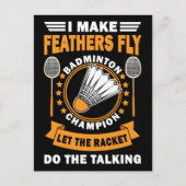 バドミントン引用文ヴィンテージデザイン   ポストカード (正面)