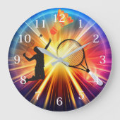 バドミントン愛好家の壁時計 ラージ壁時計 (正面)