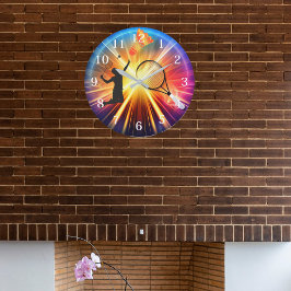 バドミントン愛好家の壁時計 ラージ壁時計