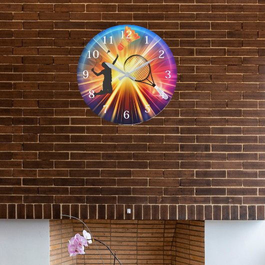 バドミントン愛好家の壁時計 ラージ壁時計