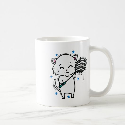 バドミントン猫 コーヒーマグカップ (右)