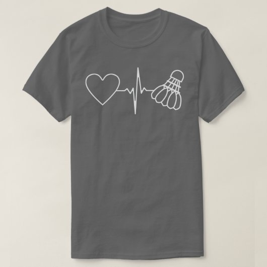 バドミントン球ハートビート Tシャツ (デザイン正面)