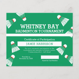 バドミントン競争カスタムグリーンホワイトコート