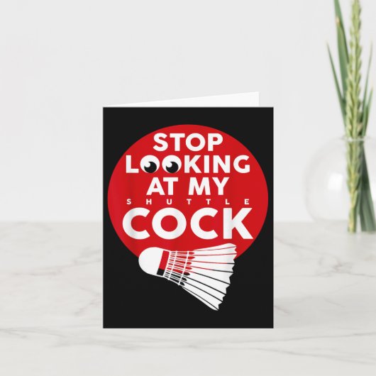 バドミントン羽子板おもしろいシャトルTシャツ カード (正面)