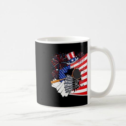 バドミントン装備衣装アメリカ国旗J4日 コーヒーマグカップ (右)