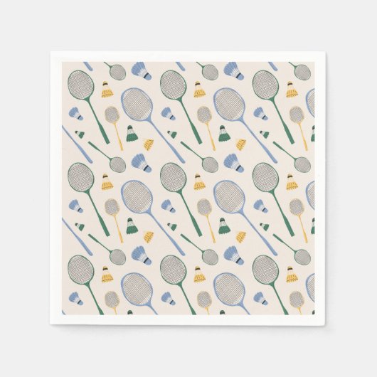 バドミントン誕生日パーティー スタンダードカクテルナプキン (正面)