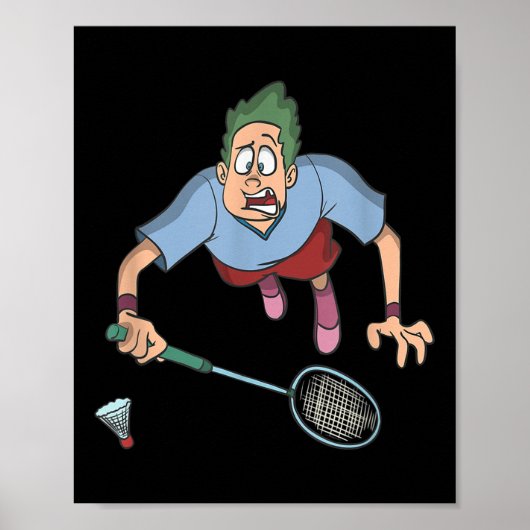 バドミントン選手のジャンプ ポスター (正面)