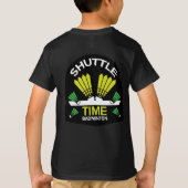 バドミントン選手の羽子板スポーツ Tシャツ (裏面)