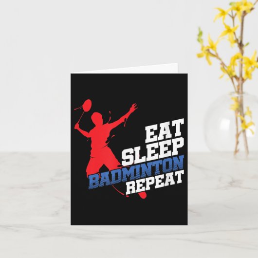 バドミントン選手またはファン、食事睡眠バドミントン繰り返し、スポーツプレーヤーまたはファン カード (黄色い花)