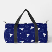 バドミントン選手シャトルコックパターン(の模様が)あるモノグラムの ダッフルバッグ (正面)