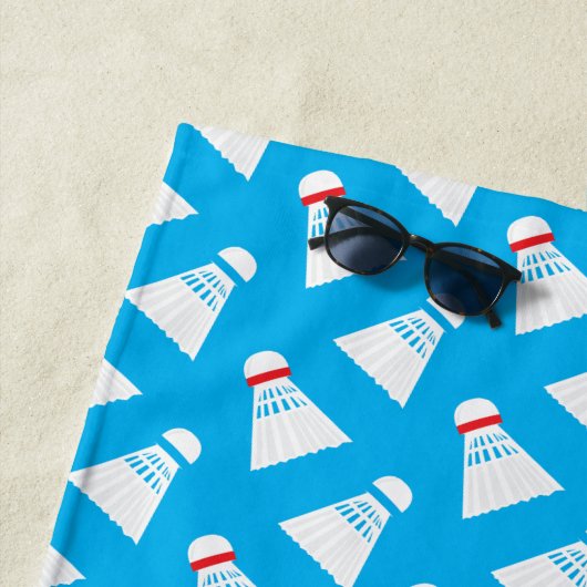 バドミントン選手シャトルコックパターン(の模様が)ある ビーチタオル (インサイチュ)