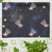 バドミントン選手シャトルコック宇宙シャトルサマー キッチンタオル (折り畳み)