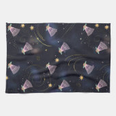 バドミントン選手シャトルコック宇宙シャトルサマー キッチンタオル (横)