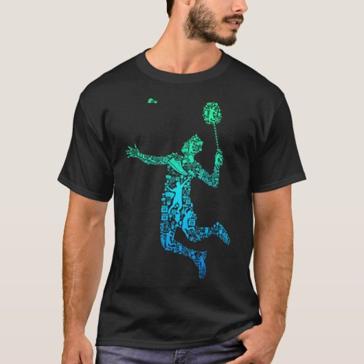 バドミントン選手シャトル男子男子青年 Tシャツ (正面)